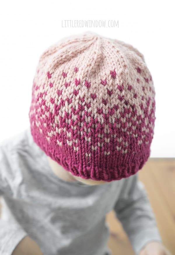 Ombré Hat Fair Isle Knitting Pattern for newborns, babies and toddlers! | littleredwindow.com