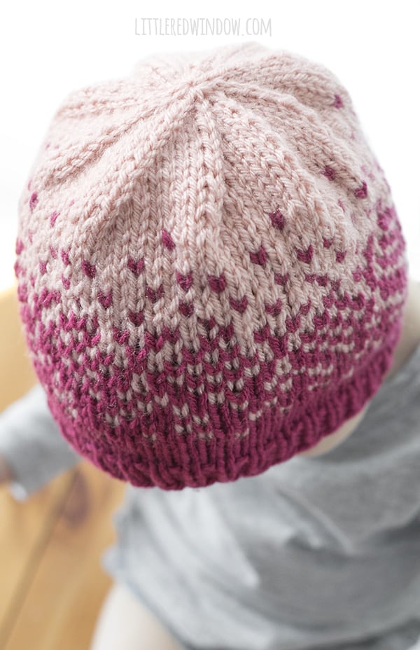 Ombré Hat Fair Isle Knitting Pattern for newborns, babies and toddlers! | littleredwindow.com