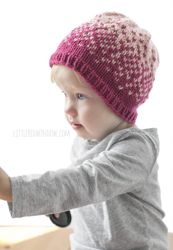 Ombré Hat Fair Isle Knitting Pattern for newborns, babies and toddlers! | littleredwindow.com