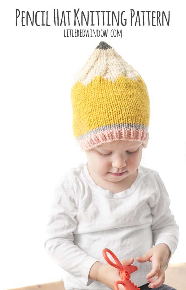 Back to School Pencil Hat Knitting Pattern for newborns, babies and toddlers! | littleredwindow.com