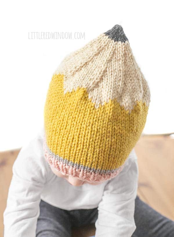 Back to School Pencil Hat Knitting Pattern for newborns, babies and toddlers! | littleredwindow.com