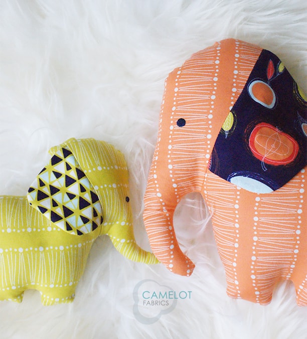 large and small fabric elephants