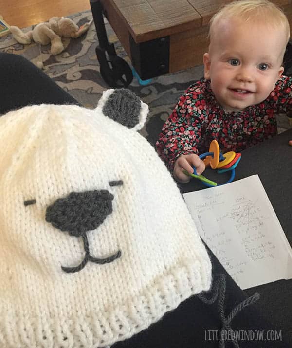 Little Polar Bear Hat Knitting Pattern, perfect for winter! | littleredwindow.com