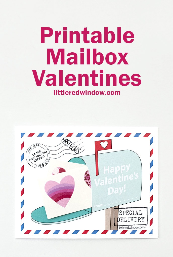 Free Printable Mailbox Valentines, just print, cut and add some stickers or tattoos for the