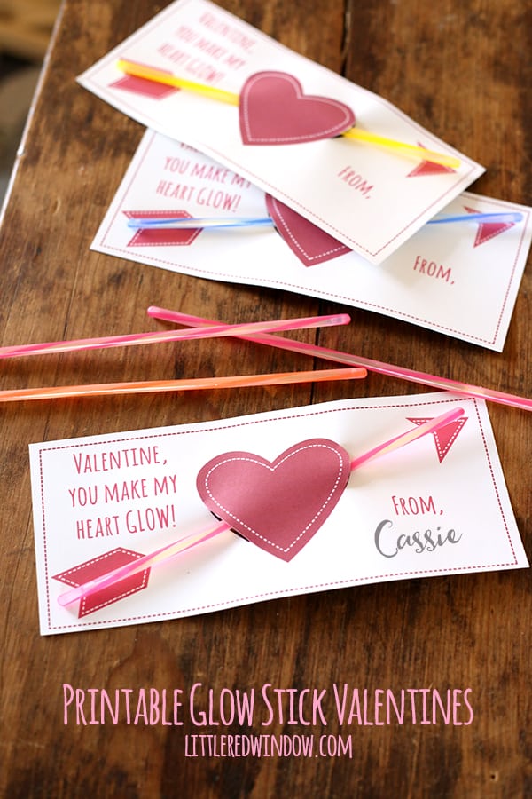 Free Printable Glow Stick Valentines! | littleredwindow.com