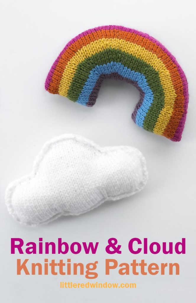 This fun, bright & cheerful Rainbow & Cloud knitting pattern is the most fun knitting project you'll work on all year!