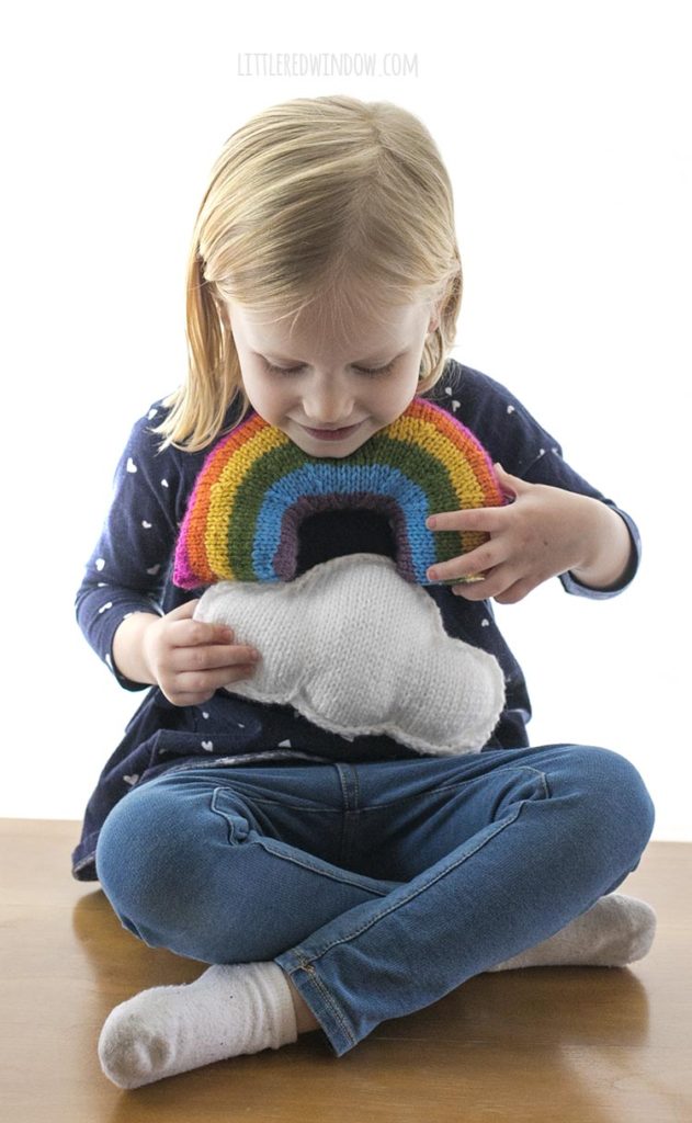 This fun, bright & cheerful Rainbow & Cloud knitting pattern is the most fun knitting project you'll work on all year!