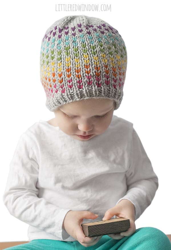 Rainbow Stripes Hat Knitting Pattern for newborns, babies & toddlers!