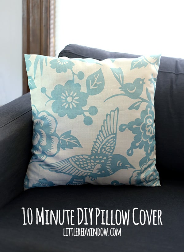 10 Minute DIY Pillow Cover with buttons! You won't believe what it's made from! | littleredwindow.com