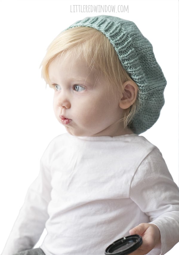 Slouchy Baby Hat Knitting Pattern for your newborn, baby or toddler! | littleredwindow.com
