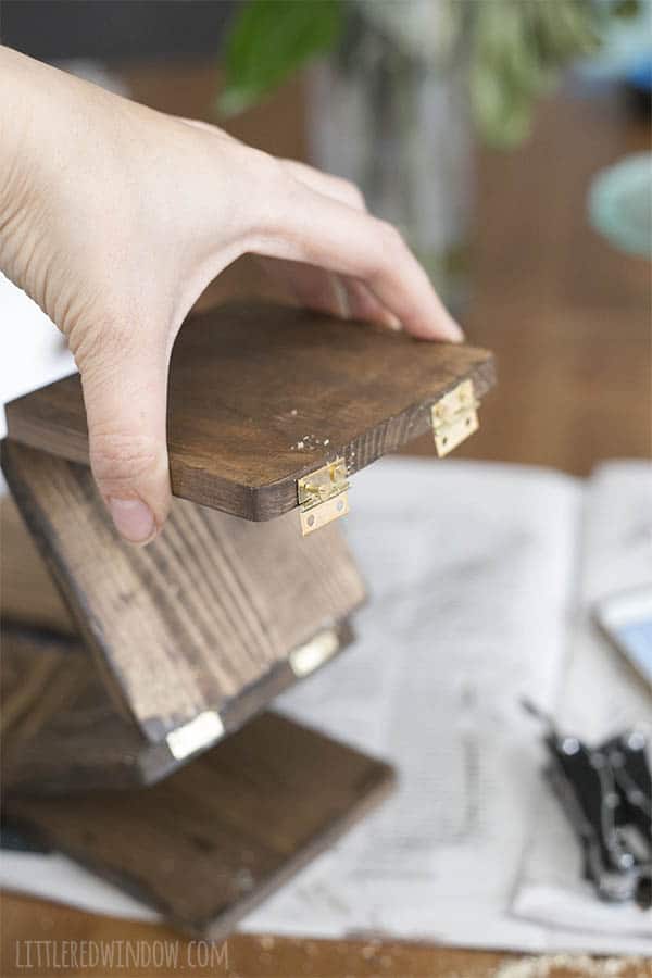 DIY Spring Rainbow Sign, make a cute hinged wooden sign to celebrate SPRING! | littleredwindow.com
