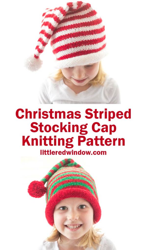 small Striped Stocking Cap Knitting Pattern PIN littleredwindow-01