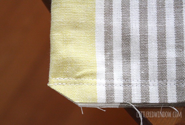 1 Hr. Tea Towel Tote Bag Tutorial | littleredwindow.com | Awesome tutorial to make a simple tote bag from tea towels in under and hour!