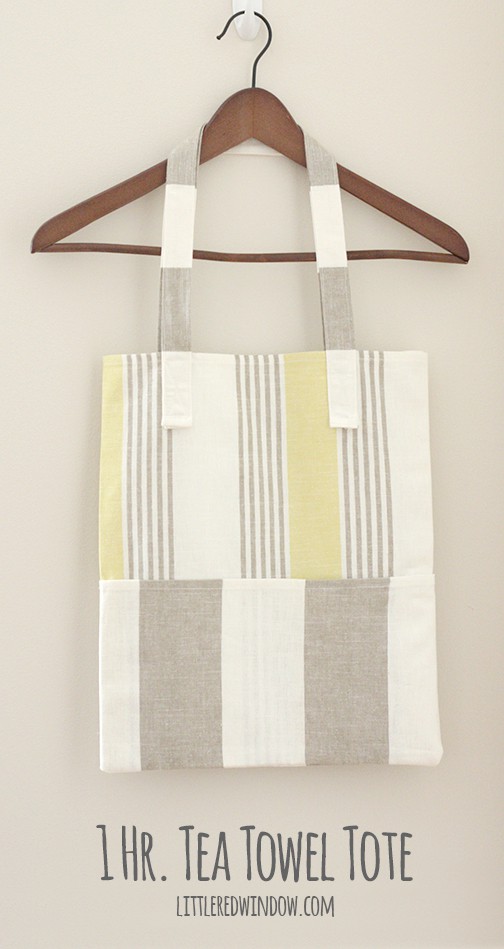 1 Hr. Tea Towel Tote Bag Tutorial | littleredwindow.com | Awesome tutorial to make a simple tote bag from tea towels in under and hour!