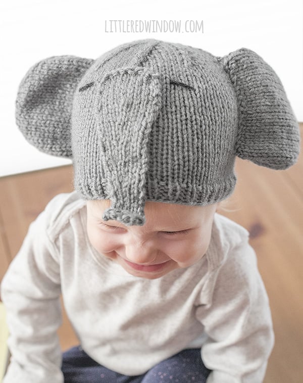 Tiny Elephant Hat Knitting Pattern for Babies and Toddlers! | littleredwindow.com