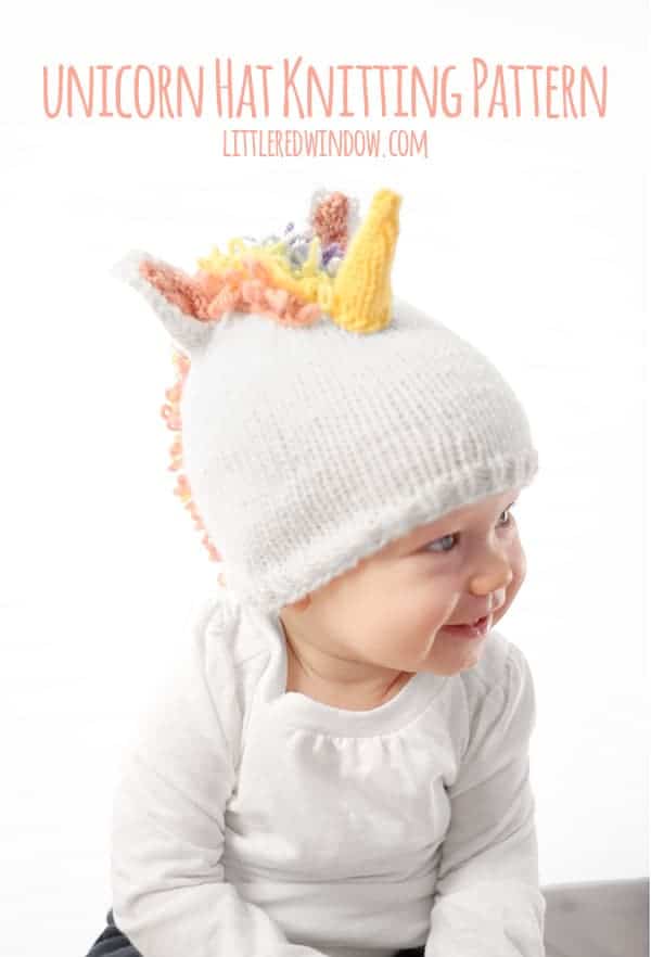 Magical Unicorn Hat Knitting Pattern for babies and toddlers! | littleredwindow.com