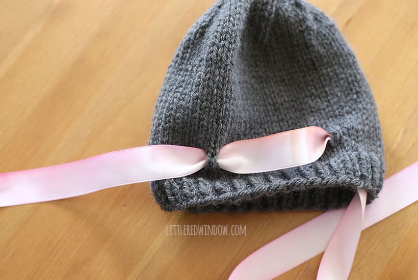 Watercolor Ribbon Bow Hat Free Knitting Pattern! | littleredwindow.com