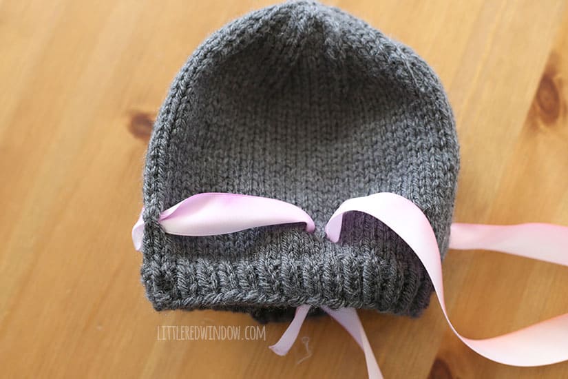 Watercolor Ribbon Bow Hat Free Knitting Pattern! | littleredwindow.com
