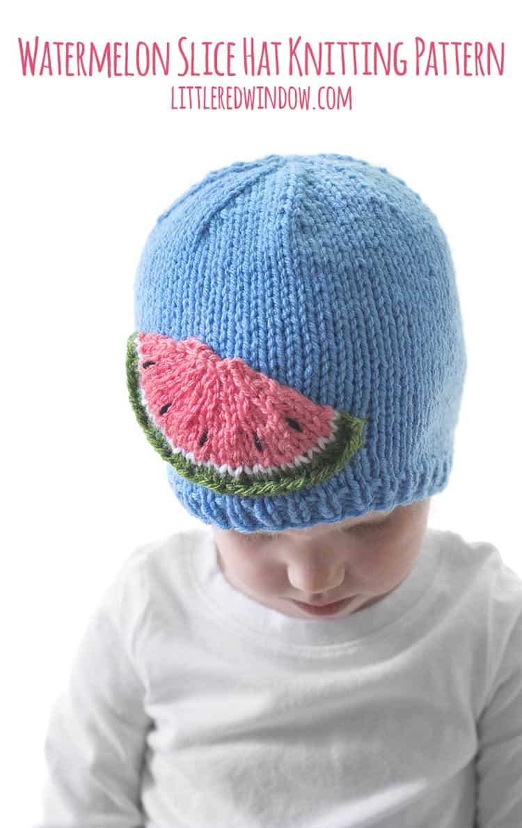 Adorable summery Watermelon Slice Hat knitting pattern for babies & toddlers!