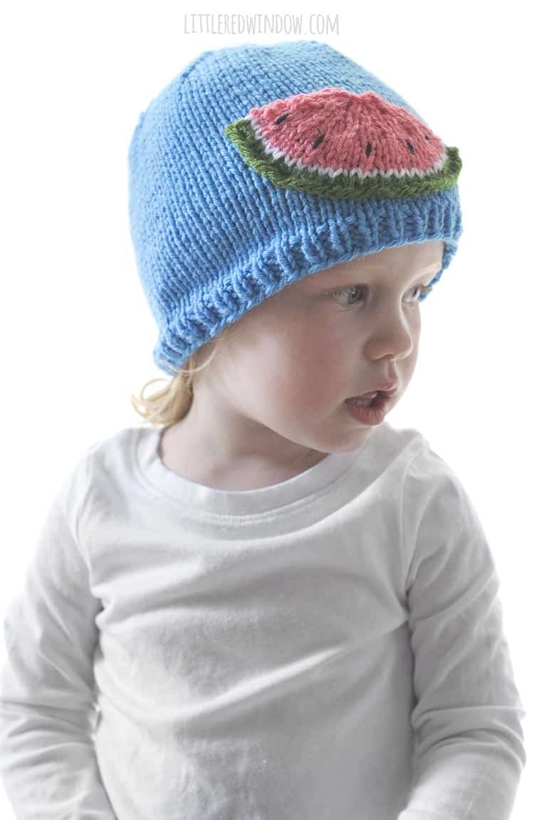 The Watermelon Slice Hat knitting pattern is perfect for summer babies!