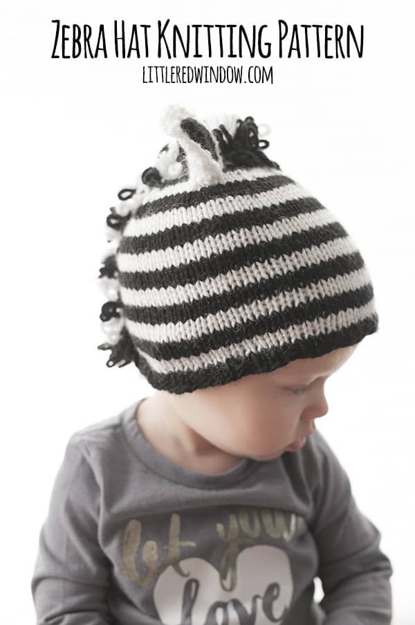 Stripey Zebra Hat Knitting Pattern for babies! | littleredwindow.com